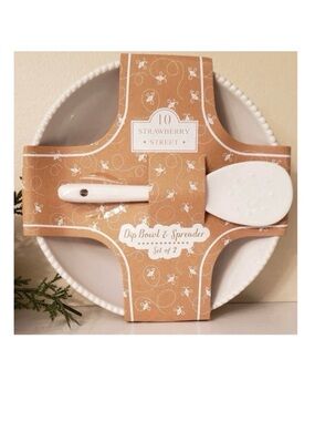 🆕- 10 Strawberry Street-Ceramic Dip
Bowl and Spreader Set.